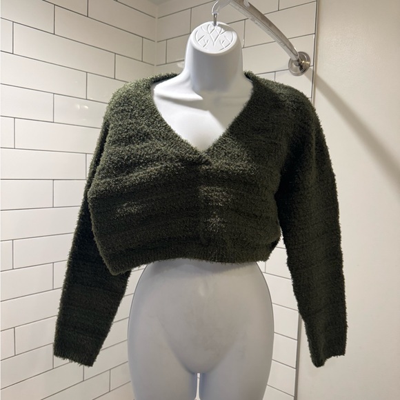 Forever 21 Sweaters - Olive Green Super Cropped Women's Sweater